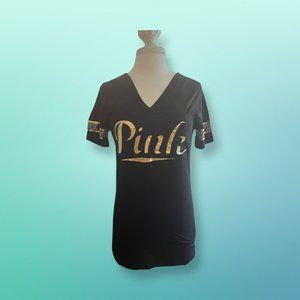 PINK Victoria Secret Black shirt with Gold